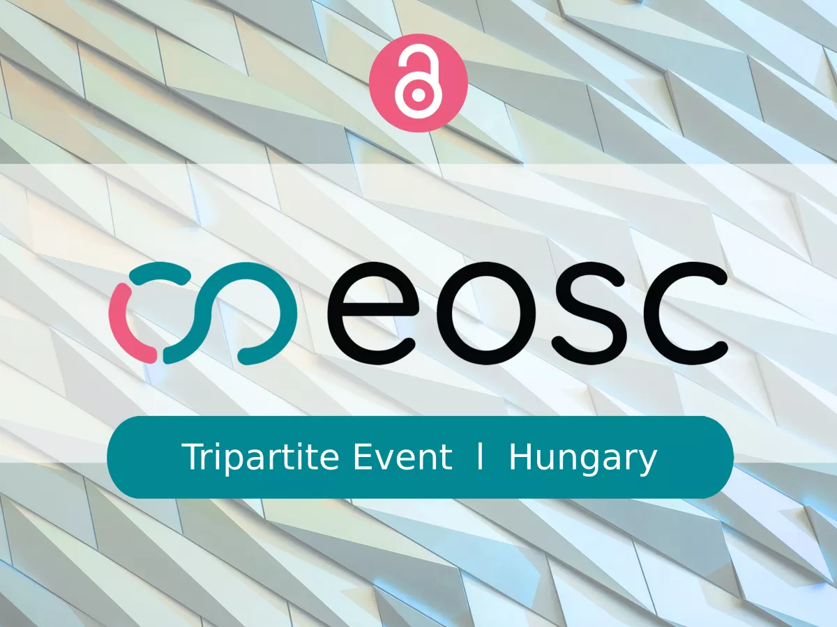 EOSC és open access logó mintás hattér előtt